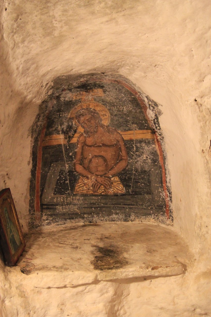 Angelókastro - freski w przyzamkowej kaplicy