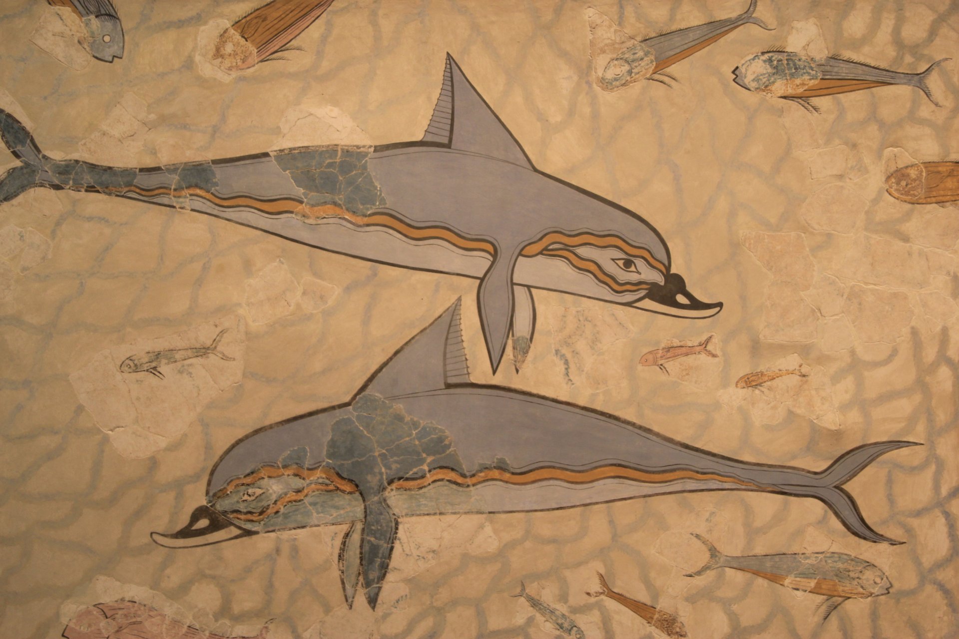 Rekonstrukcja fresku z delfinami (Pałac w Knossos)