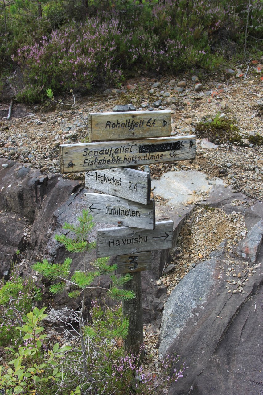 Drogowskay wskazujący drogę na Roholtfjellet