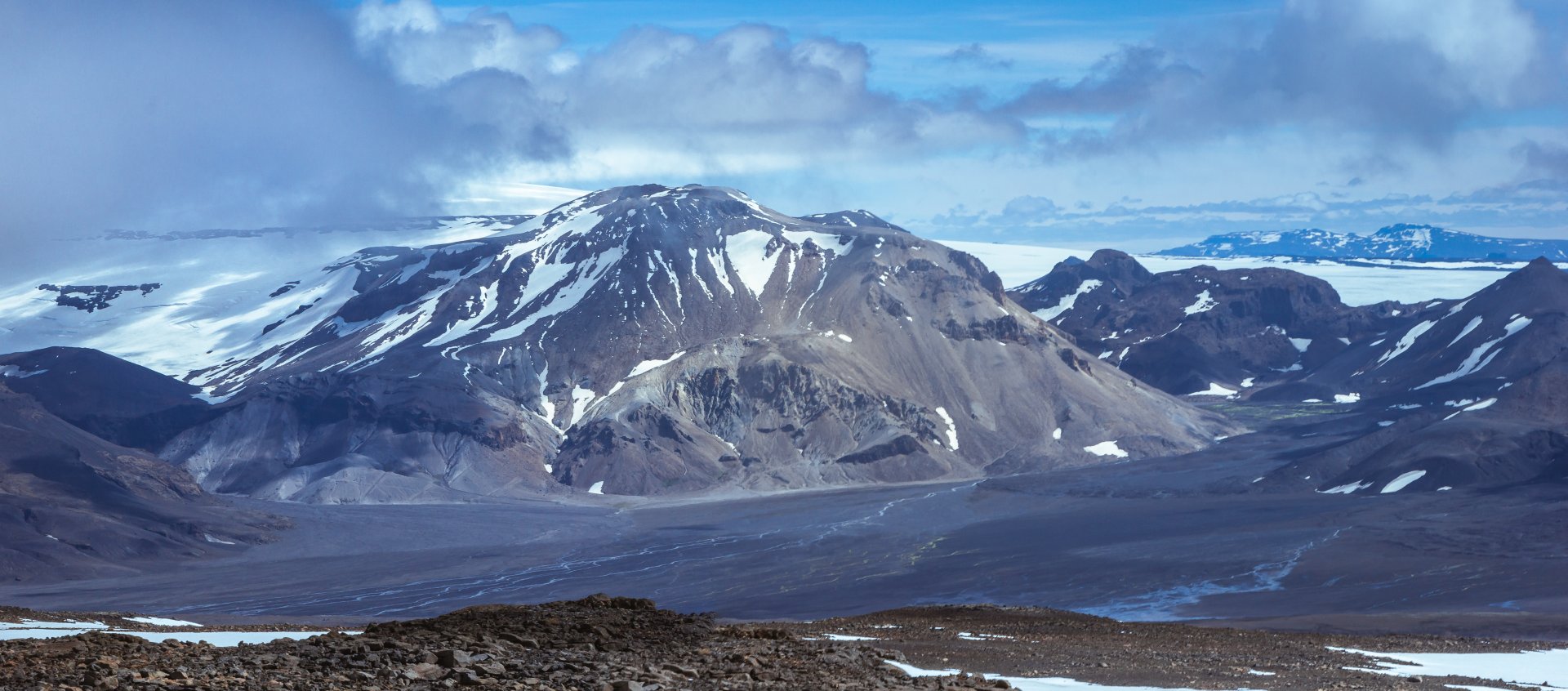 Lodowiec Langjökull widziany ze szczytu wulkanu Ok