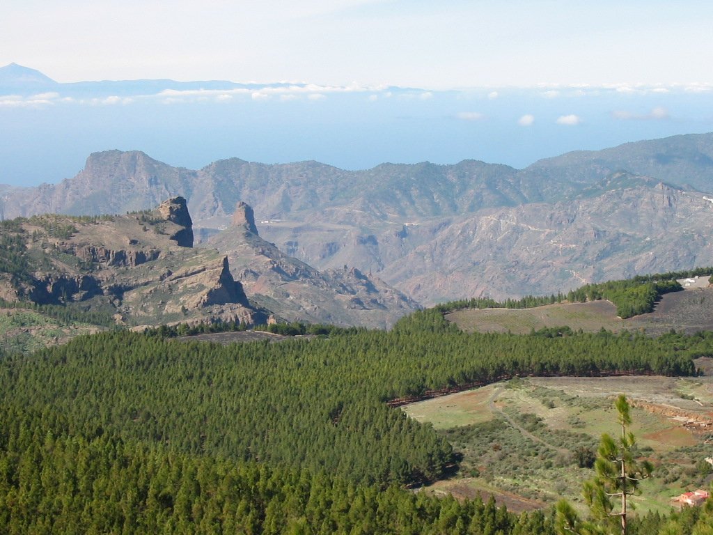 Widok z Pico de las Nieves (w tle widoczny Ruque Bentayga)